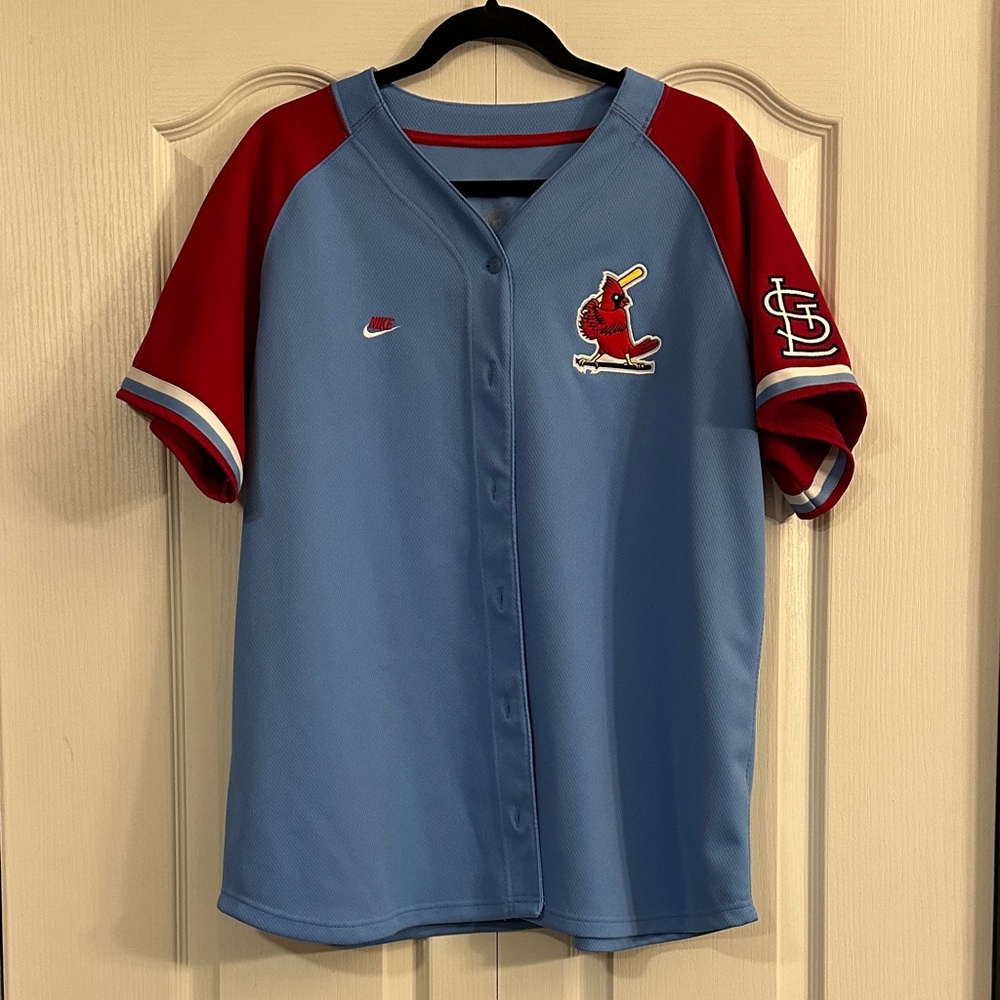 Nike Blue and Red Baseball Jersey